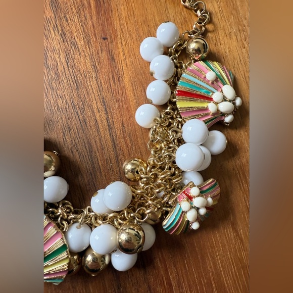 Talbots Colorful Statement Shell Beach Necklace Gold Tone Cha Cha Acrylic Beaded - Picture 4 of 7